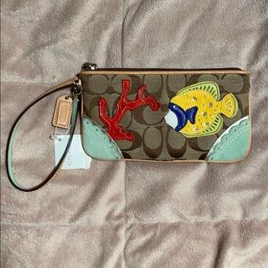 Coach aquatic design wristlet
